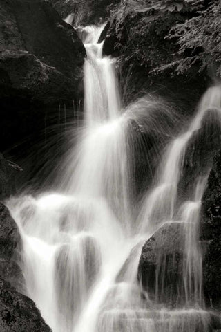 Falling Water II BW White Modern Wood Framed Art Print with Double Matting by Taylor, Douglas