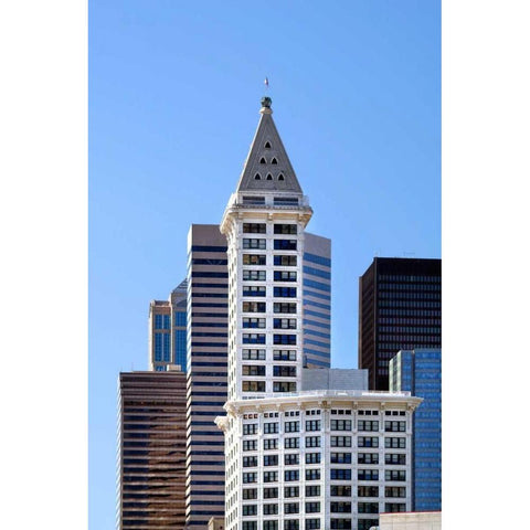 Smith Tower White Modern Wood Framed Art Print by Taylor, Douglas