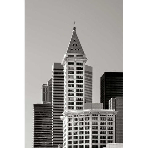 Smith Tower BW White Modern Wood Framed Art Print by Taylor, Douglas