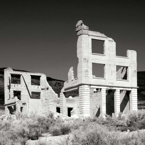 Rhyolite Ruin I BW White Modern Wood Framed Art Print by Taylor, Douglas