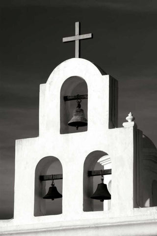 Mission Bells II BW Black Ornate Wood Framed Art Print with Double Matting by Taylor, Douglas