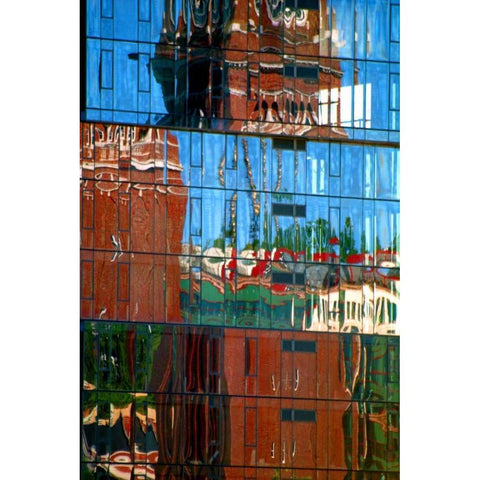 King Street Reflections Black Modern Wood Framed Art Print with Double Matting by Taylor, Douglas