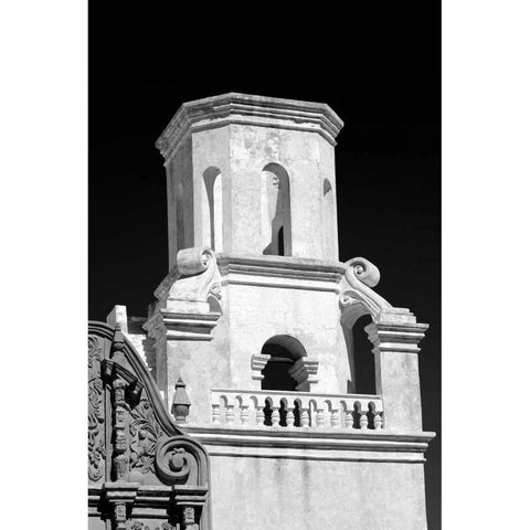 Unfinished Bell Tower BW Gold Ornate Wood Framed Art Print with Double Matting by Taylor, Douglas