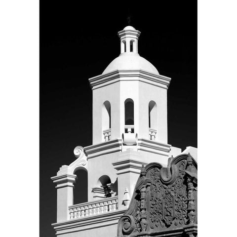 West Bell Tower BW White Modern Wood Framed Art Print by Taylor, Douglas