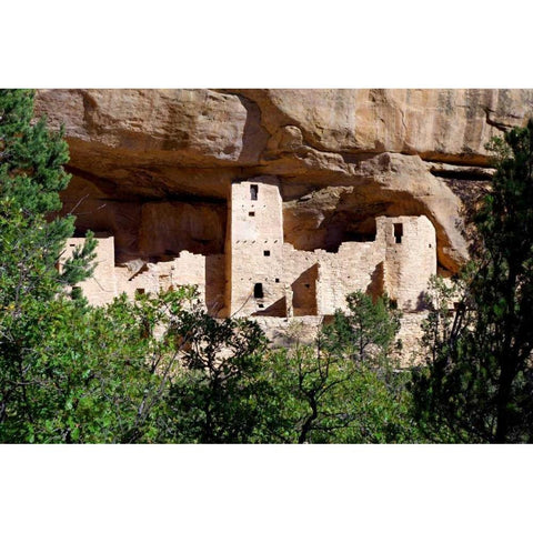 Cliff Dwelling At Mesa Verde White Modern Wood Framed Art Print by Taylor, Douglas