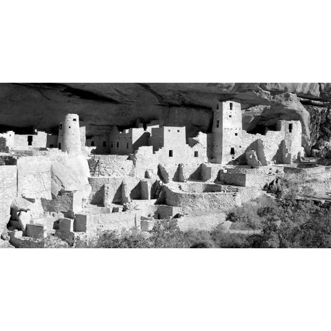 Cliff Palace at Mesa Verde BW Black Modern Wood Framed Art Print with Double Matting by Taylor, Douglas