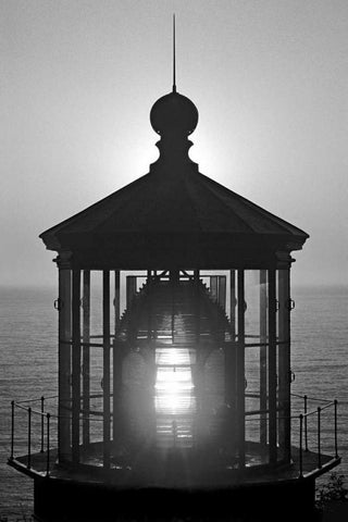 Cape Mears Lighthouse BW Black Ornate Wood Framed Art Print with Double Matting by Taylor, Douglas