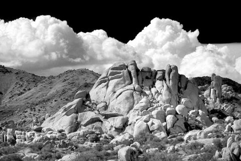 Texas Canyon Rocks BW White Modern Wood Framed Art Print with Double Matting by Taylor, Douglas