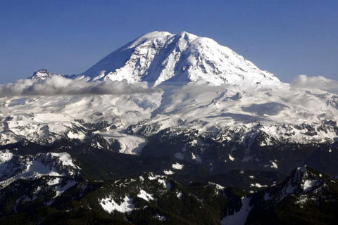 Mt. Rainier North Face Black Ornate Wood Framed Art Print with Double Matting by Taylor, Douglas