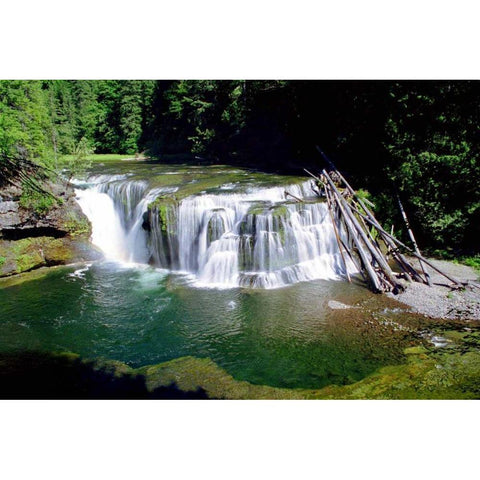 Lewis River Lower Falls Black Modern Wood Framed Art Print with Double Matting by Taylor, Douglas