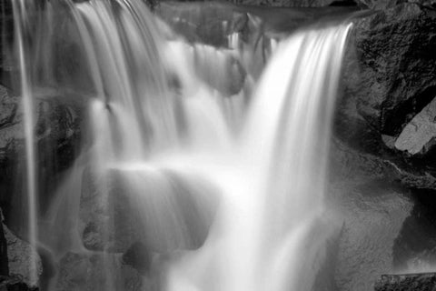 Falling Water I BW Black Ornate Wood Framed Art Print with Double Matting by Taylor, Douglas