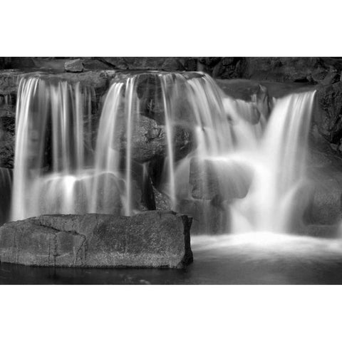 Sunset Waterfall I BW Black Modern Wood Framed Art Print with Double Matting by Taylor, Douglas