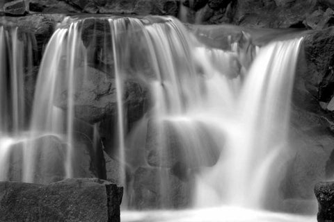 Sunset Waterfall II BW White Modern Wood Framed Art Print with Double Matting by Taylor, Douglas