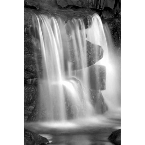 Sunset Waterfall II BW Black Modern Wood Framed Art Print with Double Matting by Taylor, Douglas