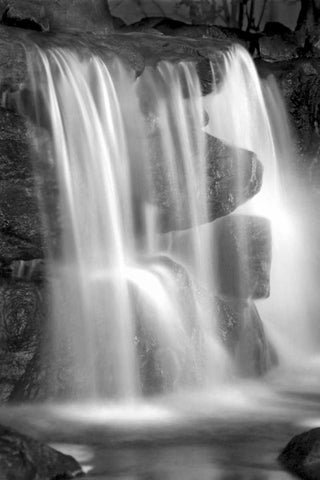 Sunset Waterfall II BW White Modern Wood Framed Art Print with Double Matting by Taylor, Douglas