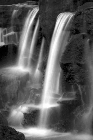 Twilight Waterfall I BW White Modern Wood Framed Art Print with Double Matting by Taylor, Douglas