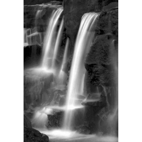 Twilight Waterfall I BW Black Modern Wood Framed Art Print with Double Matting by Taylor, Douglas