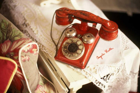 Vintage Phone II Black Ornate Wood Framed Art Print with Double Matting by Clayton-Thompson, Philip