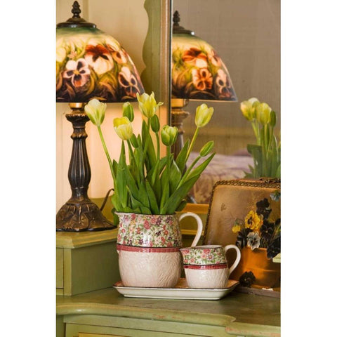 Yellow Tulips II White Modern Wood Framed Art Print by Clayton-Thompson, Philip