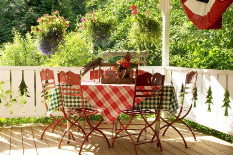 Dining on the Porch II White Modern Wood Framed Art Print with Double Matting by Clayton-Thompson, Philip