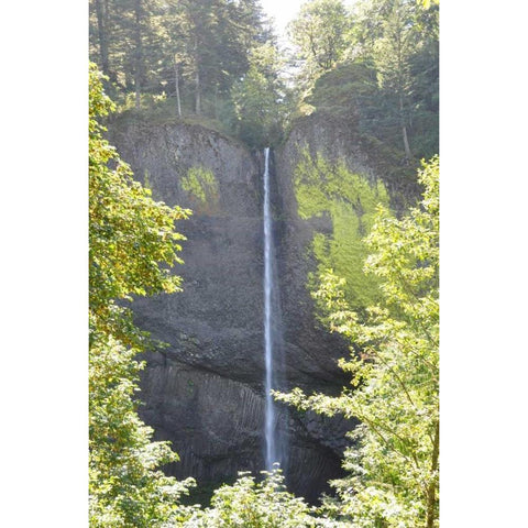 Distant Waterfall Black Modern Wood Framed Art Print with Double Matting by Thomas, Logan