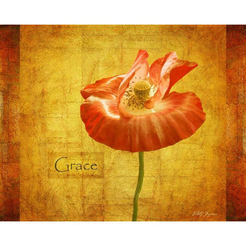 Velvet Poppy Grace Gold Ornate Wood Framed Art Print with Double Matting by Geyman, Vitaly