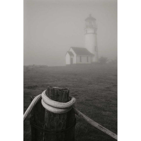 Misty Lighthouse I Black Modern Wood Framed Art Print with Double Matting by Geyman, Vitaly