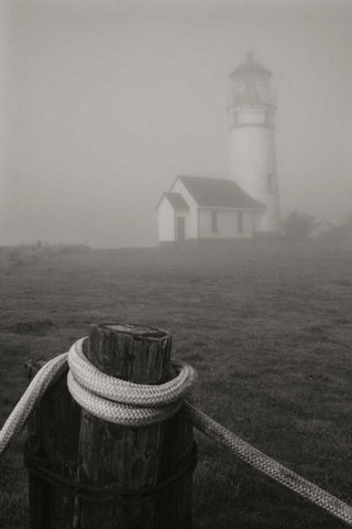 Misty Lighthouse I Black Ornate Wood Framed Art Print with Double Matting by Geyman, Vitaly