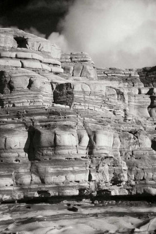 Pt. Lobos Rocks III White Modern Wood Framed Art Print with Double Matting by Geyman, Vitaly