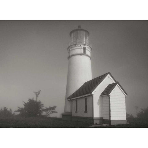 Misty Lighthouse III Black Modern Wood Framed Art Print with Double Matting by Geyman, Vitaly