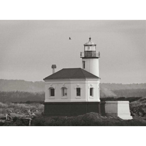 Misty Lighthouse V White Modern Wood Framed Art Print by Geyman, Vitaly