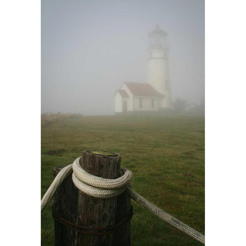Misty Lighthouse I Black Modern Wood Framed Art Print with Double Matting by Geyman, Vitaly