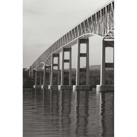 Hudson Bridge I Black Modern Wood Framed Art Print with Double Matting by Vitaly, Geyman