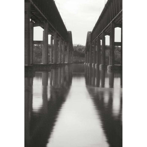 Hudson Bridge II White Modern Wood Framed Art Print by Vitaly, Geyman