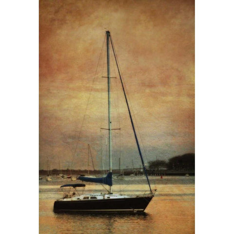 Sunset Sailing I White Modern Wood Framed Art Print by Vitaly, Geyman