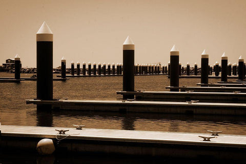 Marina White Modern Wood Framed Art Print with Double Matting by Geyman, Vitaly