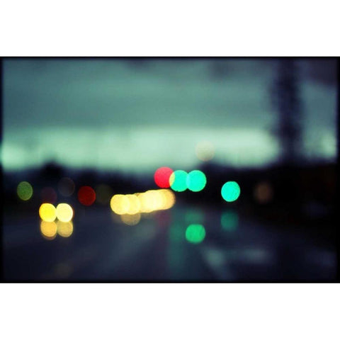 City LIghts II Black Modern Wood Framed Art Print by White, Leesa
