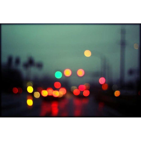 City LIghts III Black Modern Wood Framed Art Print with Double Matting by White, Leesa