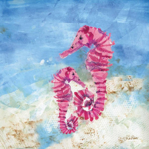 Ocean Seahorses White Modern Wood Framed Art Print by Roberto, LuAnn