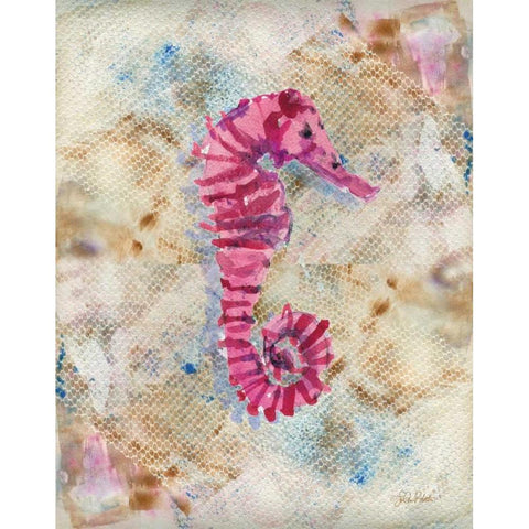 Pink Seahorse Black Modern Wood Framed Art Print with Double Matting by Roberto, LuAnn