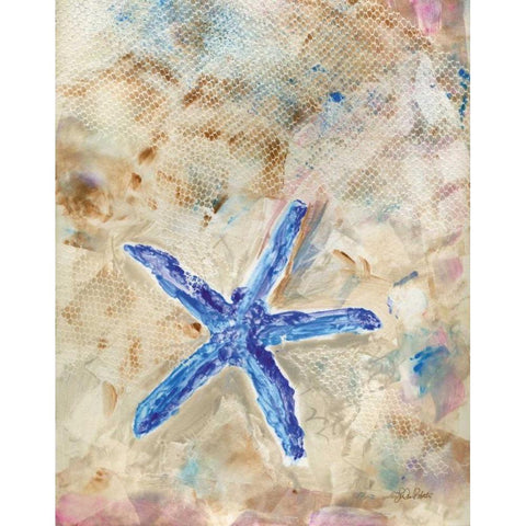 Blue Starfish White Modern Wood Framed Art Print by Roberto, LuAnn