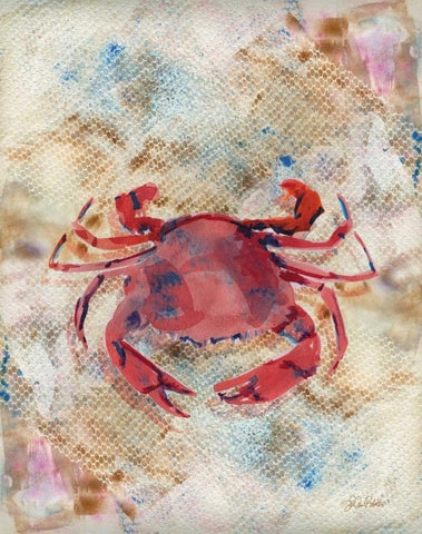 Red Crab Black Ornate Wood Framed Art Print with Double Matting by Roberto, LuAnn