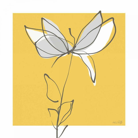 Yellow and Gray I White Modern Wood Framed Art Print with Double Matting by Ruff, Kris