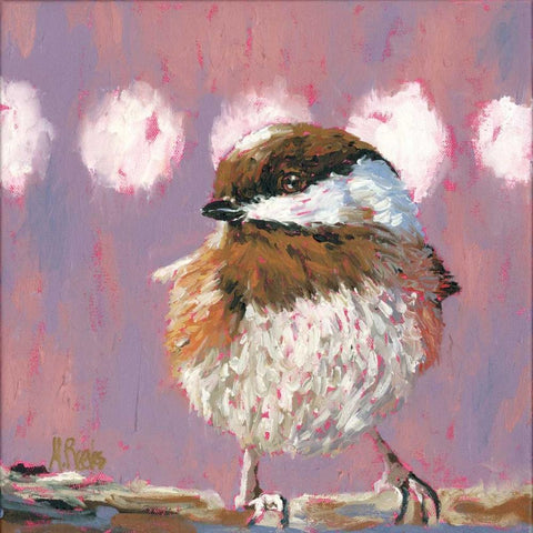 Hellow Chickadee White Modern Wood Framed Art Print by Reeves, Molly