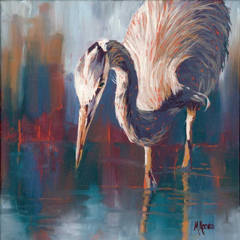 Urban Heron Black Ornate Wood Framed Art Print with Double Matting by Reeves, Molly