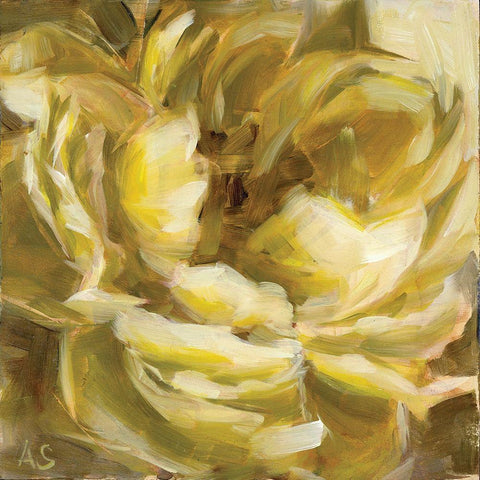 Yellow Peony White Modern Wood Framed Art Print with Double Matting by Salness, Annie