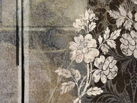 Gray Argento II Black Ornate Wood Framed Art Print with Double Matting by Studio 2