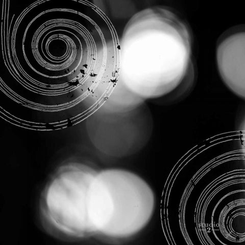 Circles and Swirls I Black Modern Wood Framed Art Print by Studio 2
