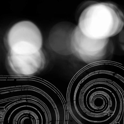Circles and Swirls II Black Modern Wood Framed Art Print by Studio 2