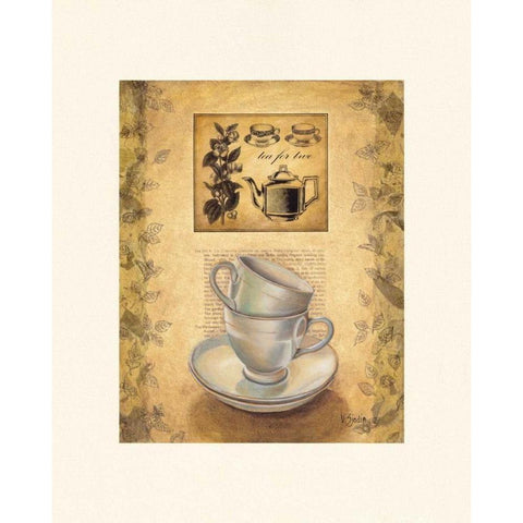 Tea for Two Gold Ornate Wood Framed Art Print with Double Matting by Sjodin, Valerie